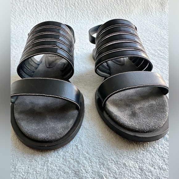 SOLD  CUCINELLI womens Sandals Black Metallic Beaded Leather Slide 37 US 7‎ - Picture 7 of 11